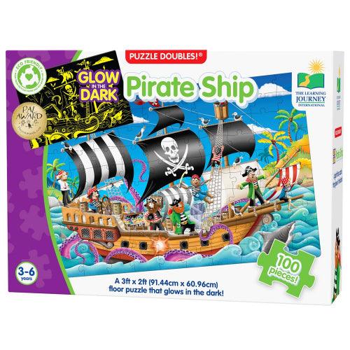 University Games - Puzzle Doubles - Glow In The Dark - Pirate Ship