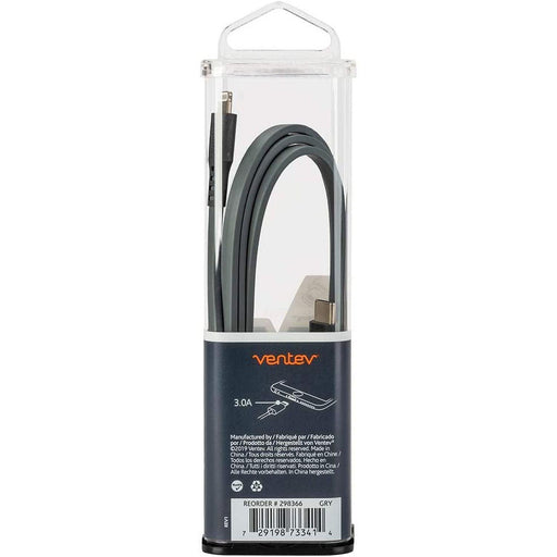 Ventev - Charge & Sync Lightning MFI to USB-C 3.3ft Flat Cable - Gray - Limolin 