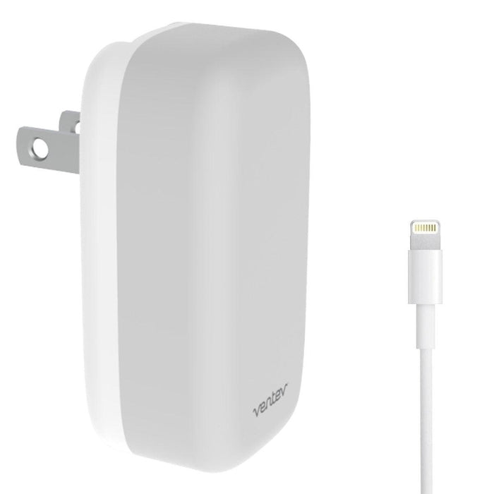 Ventev - Wall Charger 1 Port 20W USB-C - White & Grey with Lightning MFI to USB-C 3.3ft Cable - White - Limolin 