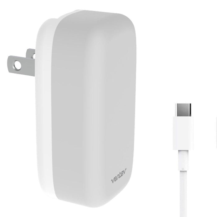 Ventev - Wall Charger 1 Port 20W USB-C - White & Grey with USB-C to USB-C 3.3ft Cable - White - Limolin 