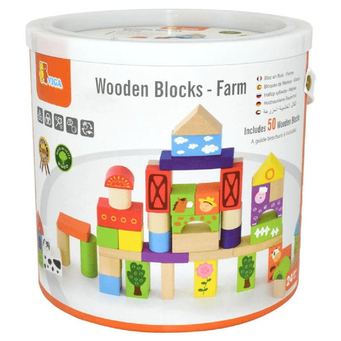 VIGA - Wooden Blocks - Farm - 50 Pcs - Limolin 