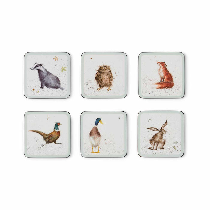 Wrendale DESIGNS- 'COUNTRY SET' Country Animal Set of 6 Coasters | 4 x 4 Inches