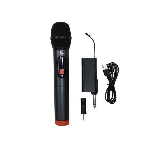 Xtech - Microphone Wireless UHF with Rechargeable Receiver works with 3.5mm or 1/4in Jack up to 82ft Range - Black