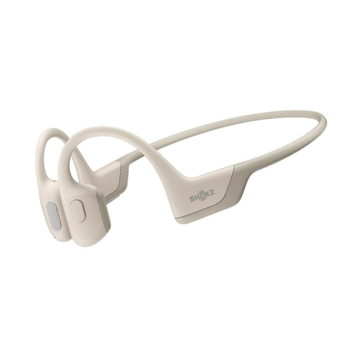 Shokz - OpenRun Pro Beige Bluetooth Headset Noise Cancelling Mic Premium Bone Conduction - Enhanced Bass - Water Resistant IP55 - 10Hr Battery Life