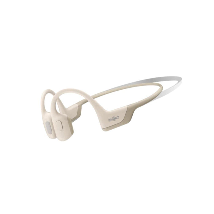 Shokz - OpenRun Pro Mini Beige Bluetooth Headset Noise Cancelling Mic Premium Bone Conduction - Enhanced Bass - Water Resistant IP55