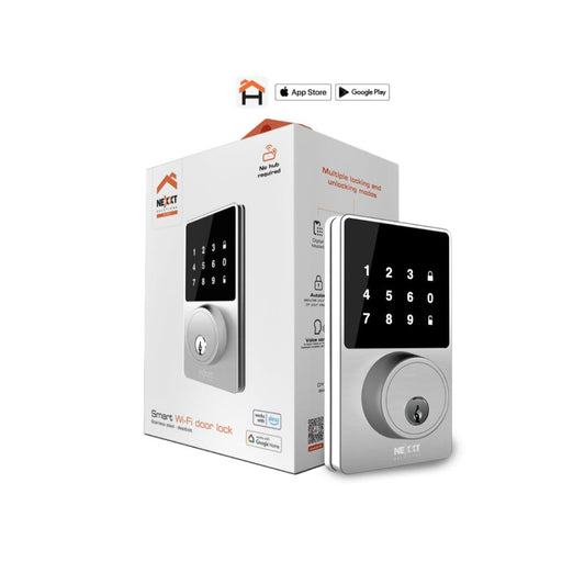 Smart Home Wifi Door Lock - Digital Keypad Mechanical Key (2 Included) App Unlock Google & Alexa Voice - Alerts - Autolock - Unique Passcodes - Stainless Steel