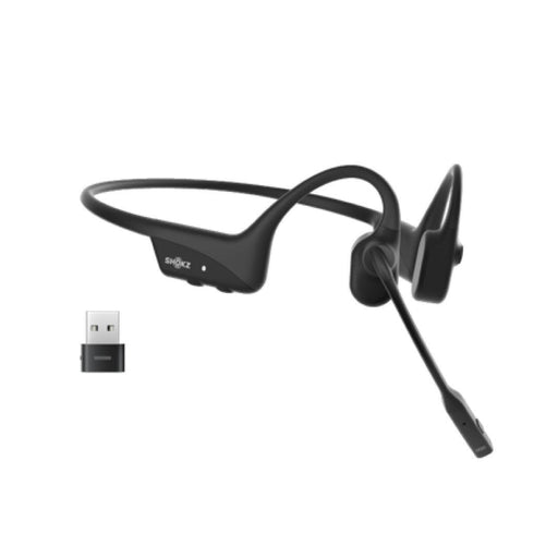 Shokz - OpenComm2 UC with USB-A Dongle Cosmic Black Bluetooth Stereo Headset Noise Cancelling Boom Mic with Mute Button - Bone Conduction - Zoom Certified
