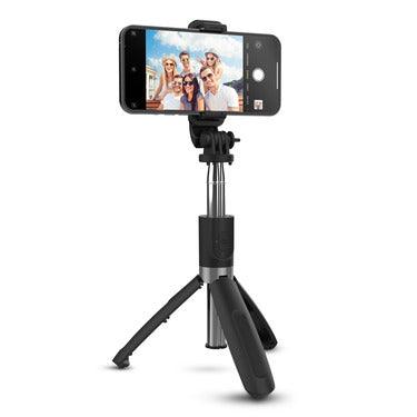 HyperGear - Vlogging Tripod & Selfie Stick in One Includes Phone and Camera Mounts Rotating & Tilt Adjustments with Bluetooth Remote Adjustable to 39In Length Foldable & Compact - Black