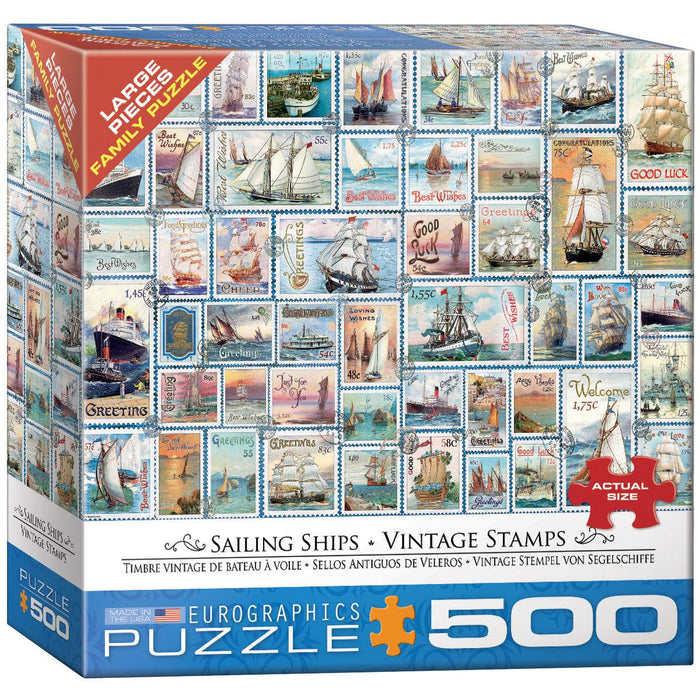 Eurographics - Sailing Ships Vintage Stamps (500-Piece Puzzle)
