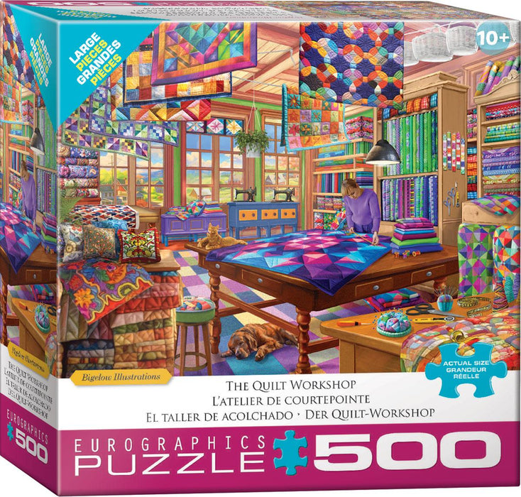 Eurographics - The Quilt Workshop by Bigelow Illustrations  (500 pc - Large Puzzle Pieces)