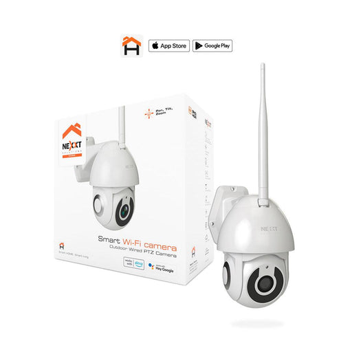 Smart Home Outdoor Camera 2K PTZ (Pan Tilt Zoom) 2 Way Comm 355 deg of Motion Night Vision Motion Sensor - AC Plug in - White